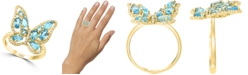 Macy's LALI Jewels Swiss Blue Topaz (2-1/20 ct. t.w.) & Diamond (1/6 ct. t.w.) Butterfly Ring in 14k Gold